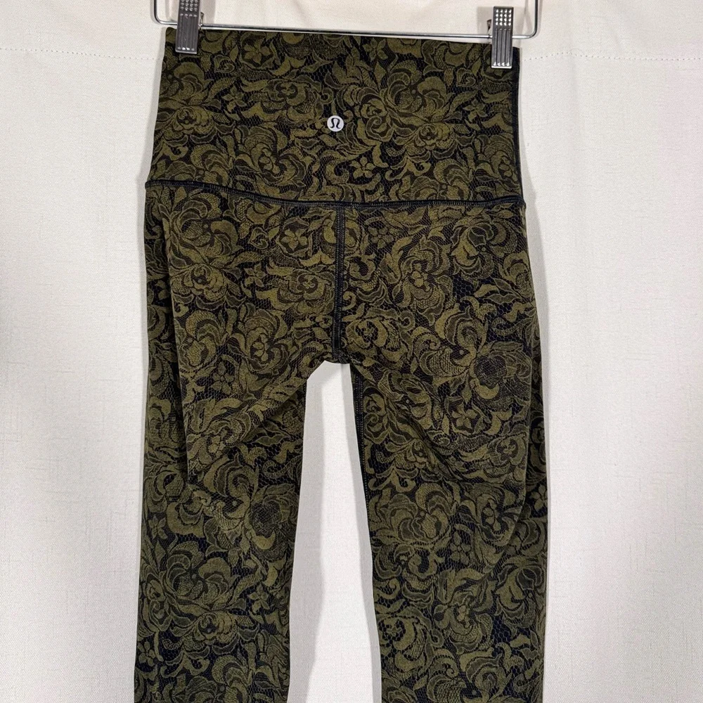 Lululemon Wunder Under Leggings in Pencil Lace Brave Olive
